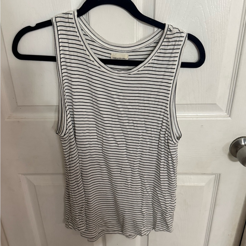 Thread & Supply Black and White Striped Tank Top